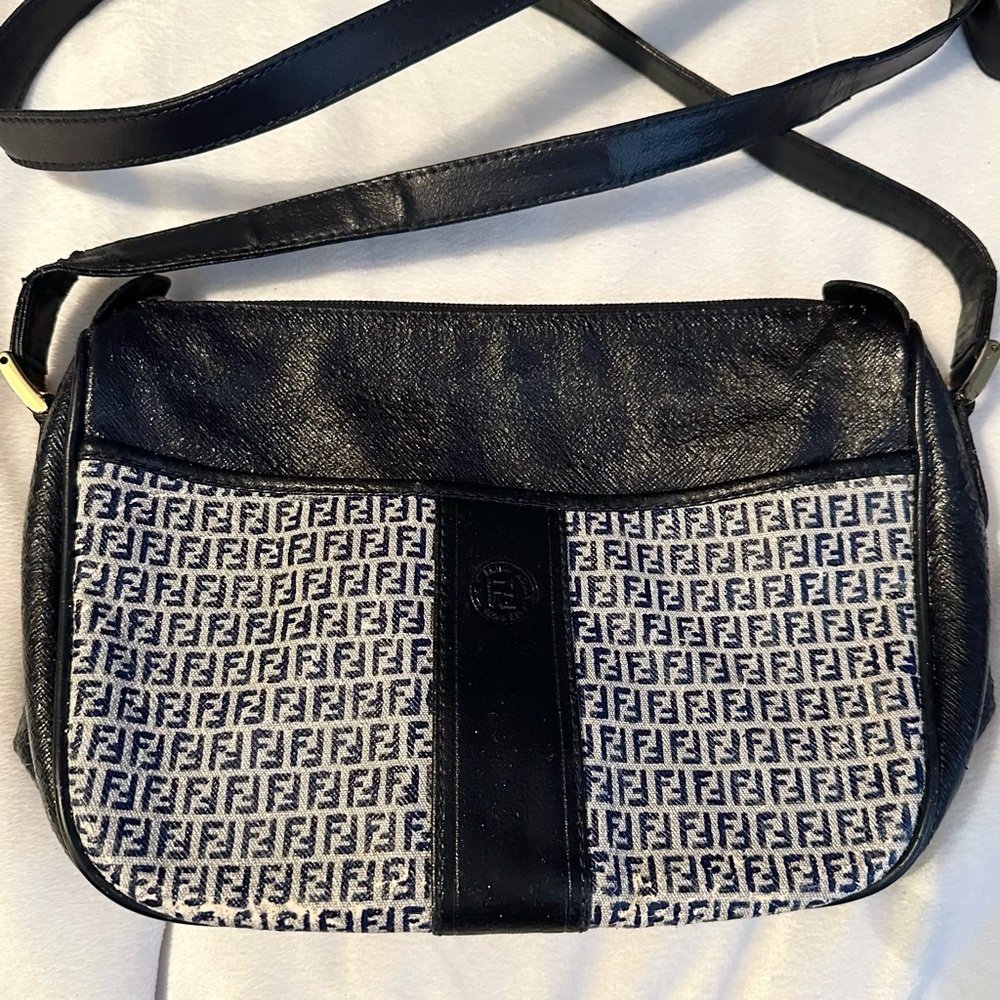 Fendi Crossbody Or Shoulder Bag Purse Black White Restored & Painted